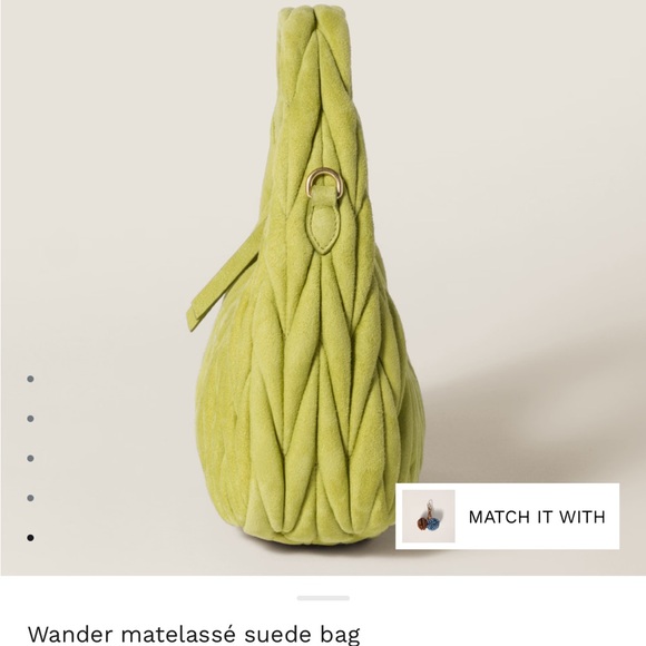 Miu Miu Wander Matelasse Suede Bag - Picture 2 of 5